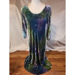 Two Heads Studio USA Velvet Multicolor L/S Maxi Dress Whimsy Goth Fairy...